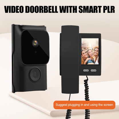 Smart wireless video doorbell with screen, offering video intercom and clear visibility features.
