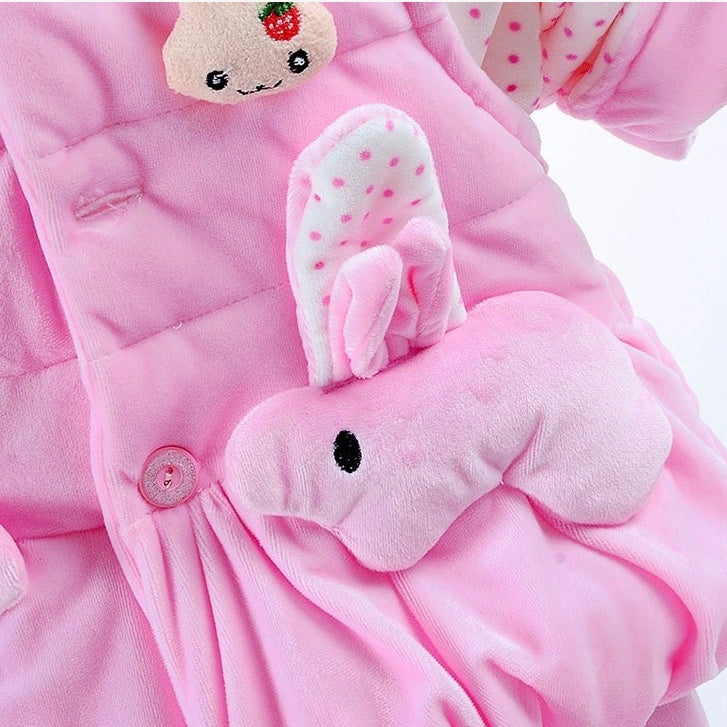 Pink baby autumn winter clothing suit featuring bunny design and cute details for girls autumn winter clothing suits.