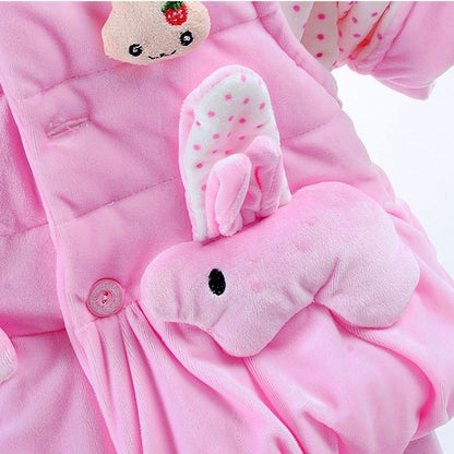 Pink baby autumn winter clothing suit featuring bunny design and cute details for girls autumn winter clothing suits.