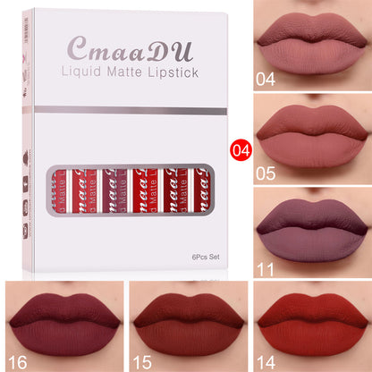 6 Boxes Of Matte Non-stick Cup Waterproof Lipstick Long Lasting Lip Gloss - matte waterproof lip gloss set