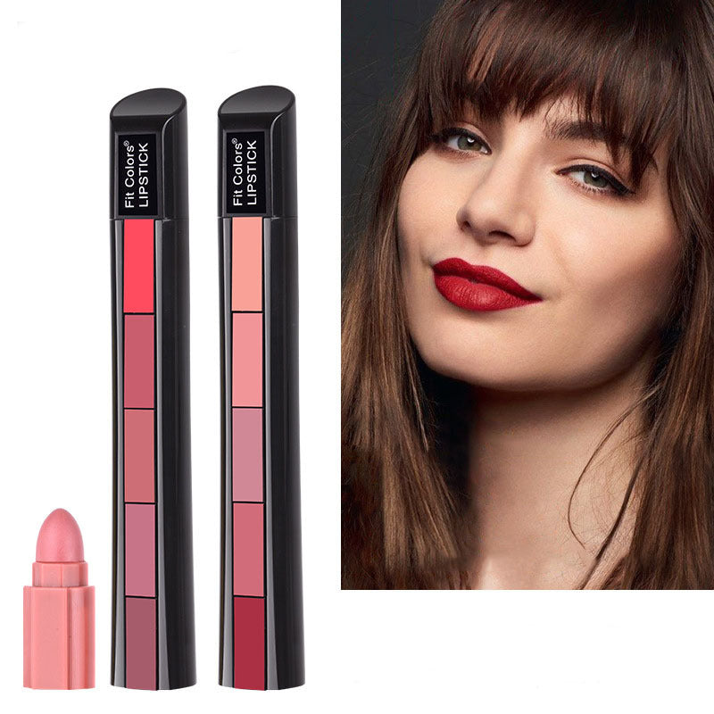 5 in 1 Velvet Matte Lipstick collection showcasing vibrant shades for stunning lip looks.