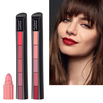 5 in 1 Velvet Matte Lipstick collection showcasing vibrant shades for stunning lip looks.