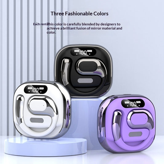 New Heavy-bass Mini5 Wireless Bluetooth Earbuds in three fashionable colors: white, black, and purple.
