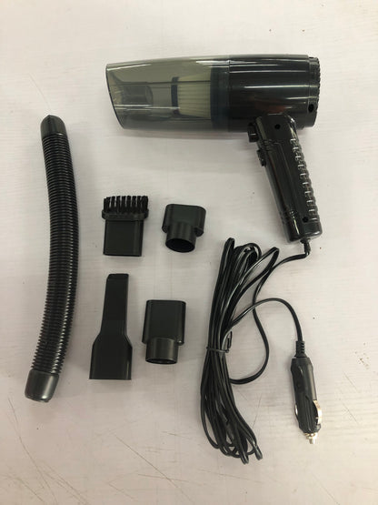 Powerful mini car vacuum cleaner with accessories, designed for dual use in car and home.