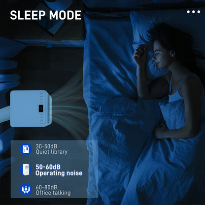 8000 BTU portable air conditioner in sleep mode, quiet operation for restful sleep, ideal for nighttime use.