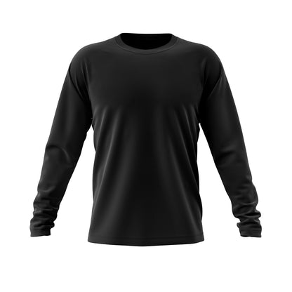 Black long sleeve parent-child breathable sweatshirt in relaxed fit, made of nylon and polyester.