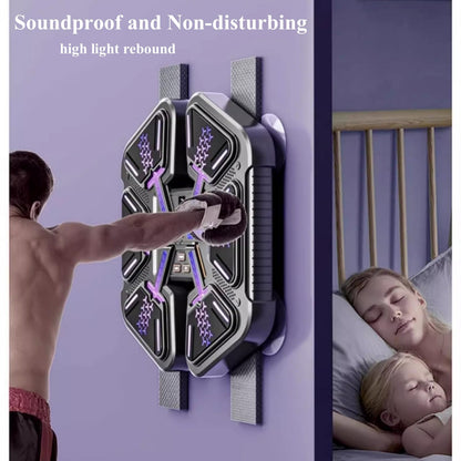 Boxing Target Purple mounted on wall, featuring high-light rebound technology. Perfect for practice with purple boxing target.