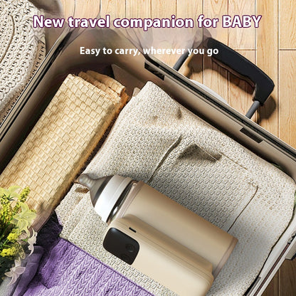 Universal baby bottle warmer cover placed in a suitcase, showcasing its portability for easy travel with baby.