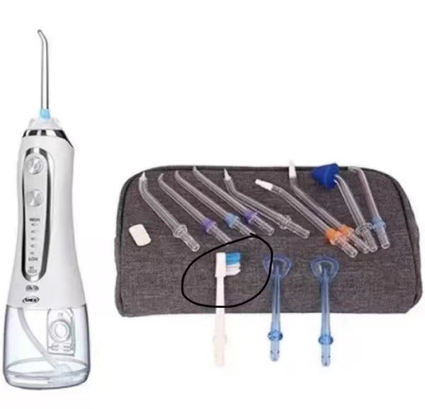 H2ofloss portable water flosser with various nozzle fittings and portable storage bag