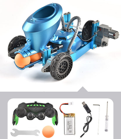 Remote control robot toy featuring high-tech alloy machinery, controller, and tools for assembly.