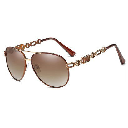 New Polarized Two-tone Plated Fashionable Hollow Out UV Protective Sunglasses featuring stylish chain details.