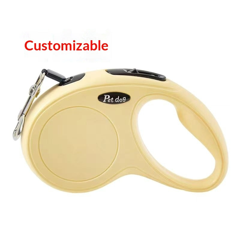 retractable dog leash with hand brake in customizable design for walking pets, ergonomic grip for easy handling.
