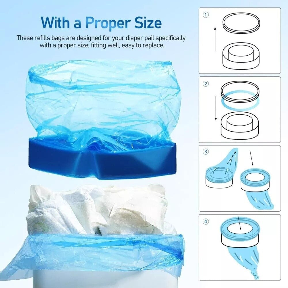 diaper bin refills for AngelCare and Tommee Tippee in proper size for easy replacement and odor control