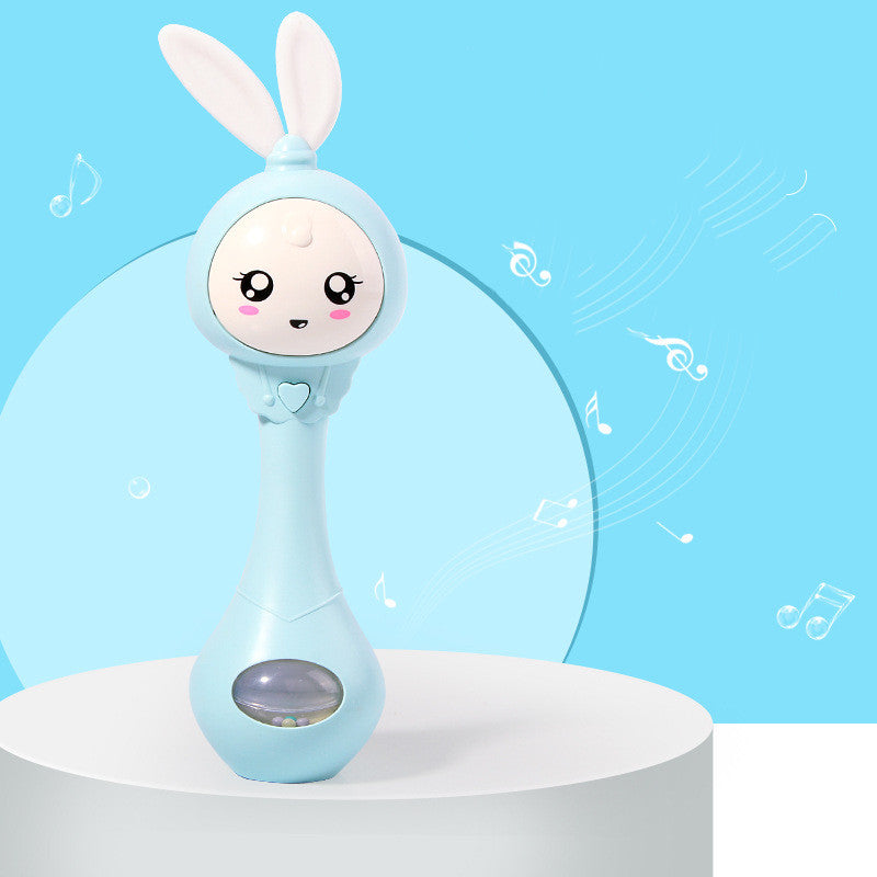 Baby educational teething toy featuring a cute rabbit design with music and teething functions.