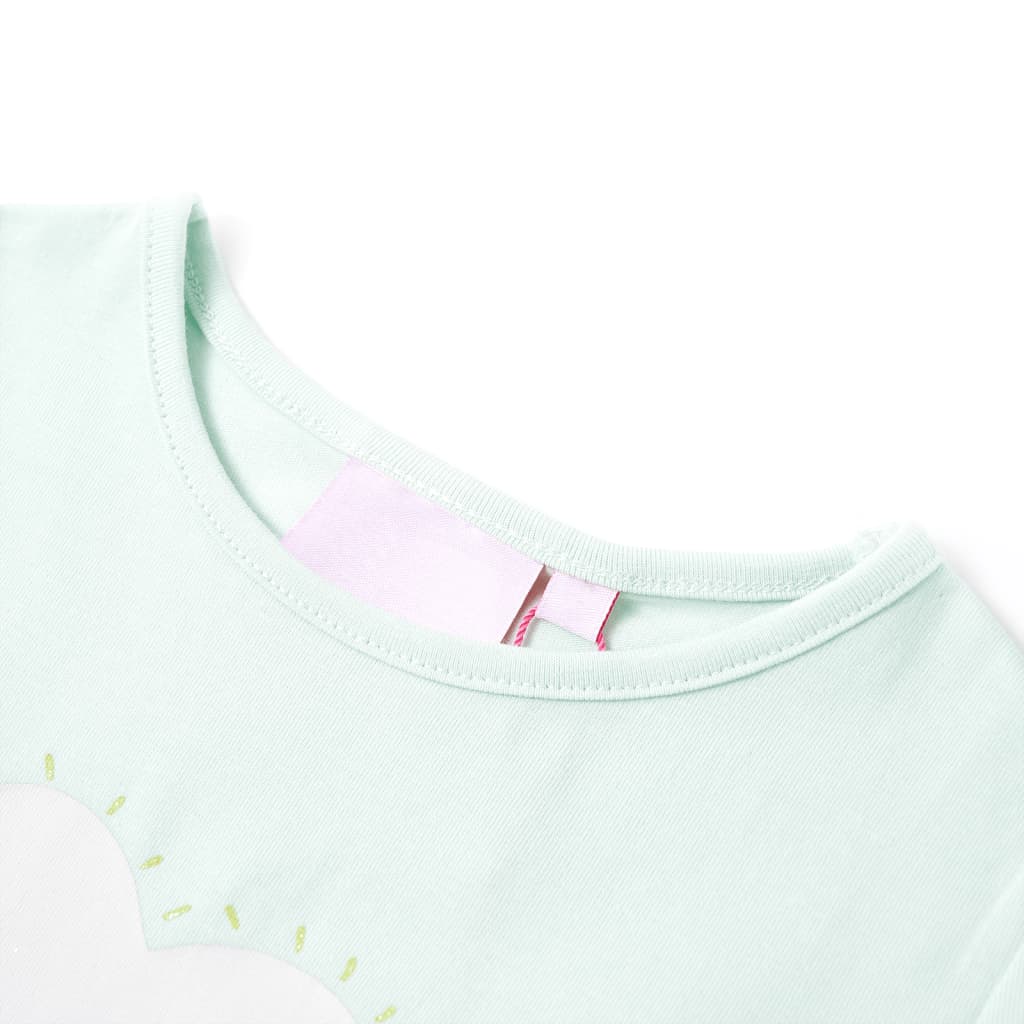 light mint green children's t-shirt collar detail showing premium quality and softness