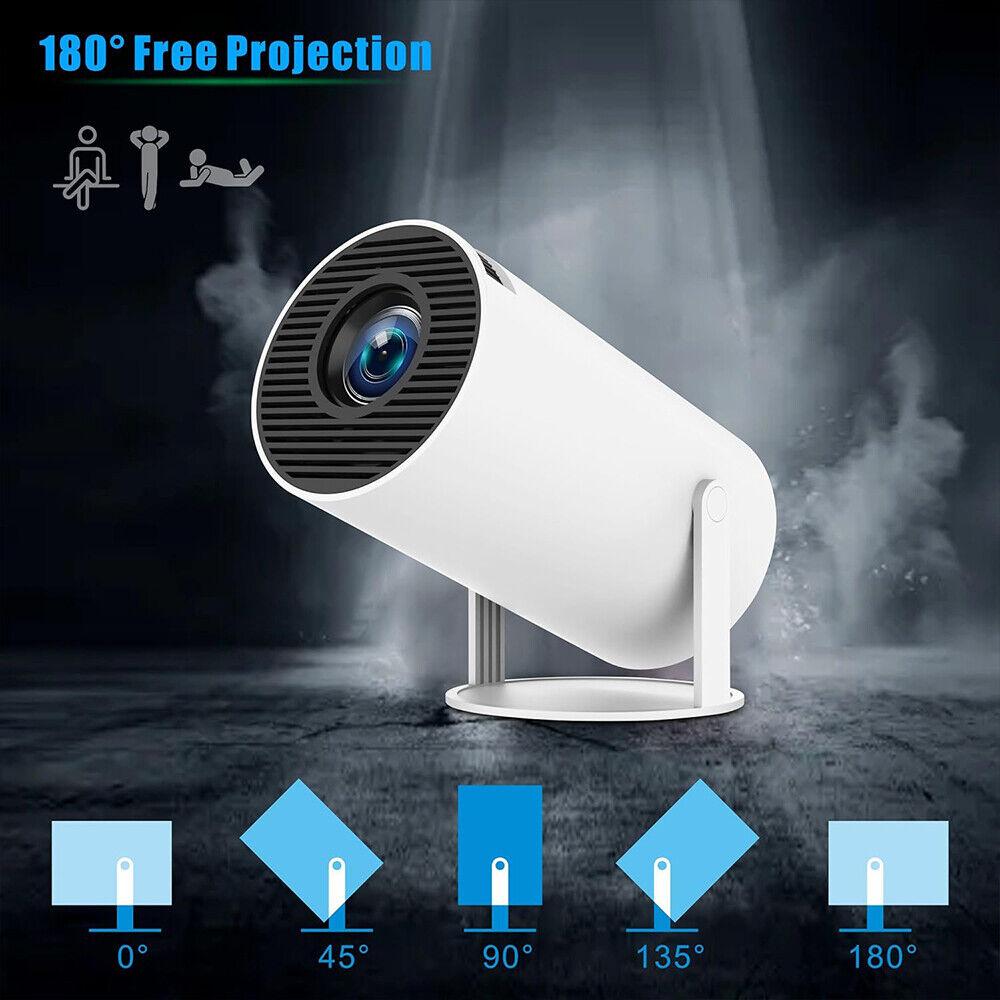 5G 4K Projector Smart HD LED WiFi Bluetooth HDMI USB Android Office Home Theater with 180° free projection feature.