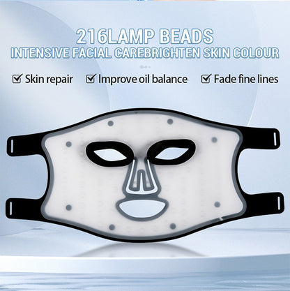 Photon skin rejuvenation mask with 216 lamp beads for intensive facial care and skin repair.