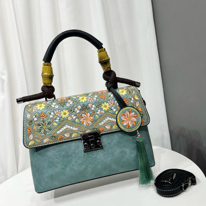 Casual Textured Large-Capacity Bag For Women, a stylish large capacity casual bag for women with floral embroidery.
