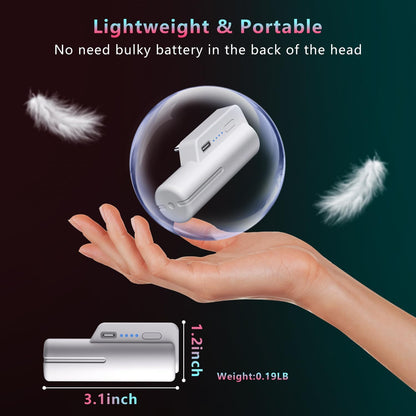 Lightweight and portable design of the portable VR power bank shown in hand, emphasizing convenience and size.