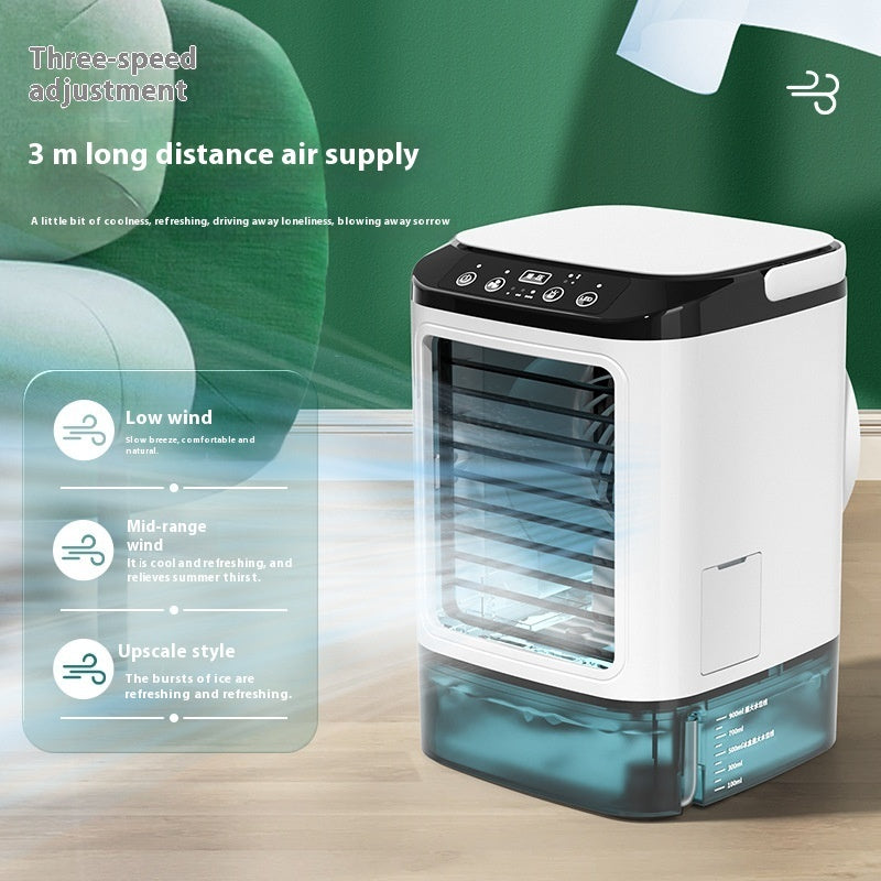 New dual spray air cooler fan with three-speed adjustment and 3m long distance air supply for effective cooling.