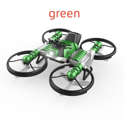 WiFi FPV RC motorcycle drone in green color with four propellers and advanced features.