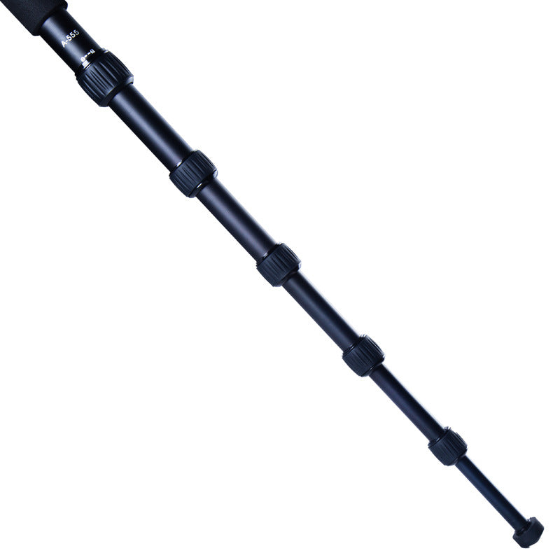 Aluminum alloy monopod for SLR camera showcasing six adjustable sections and anti-skid knob locking system.