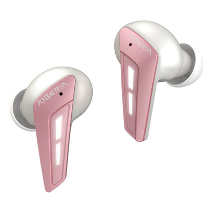 W2 True Wireless Gaming Bluetooth Headset in pink design, offering high-quality audio and comfortable fit.