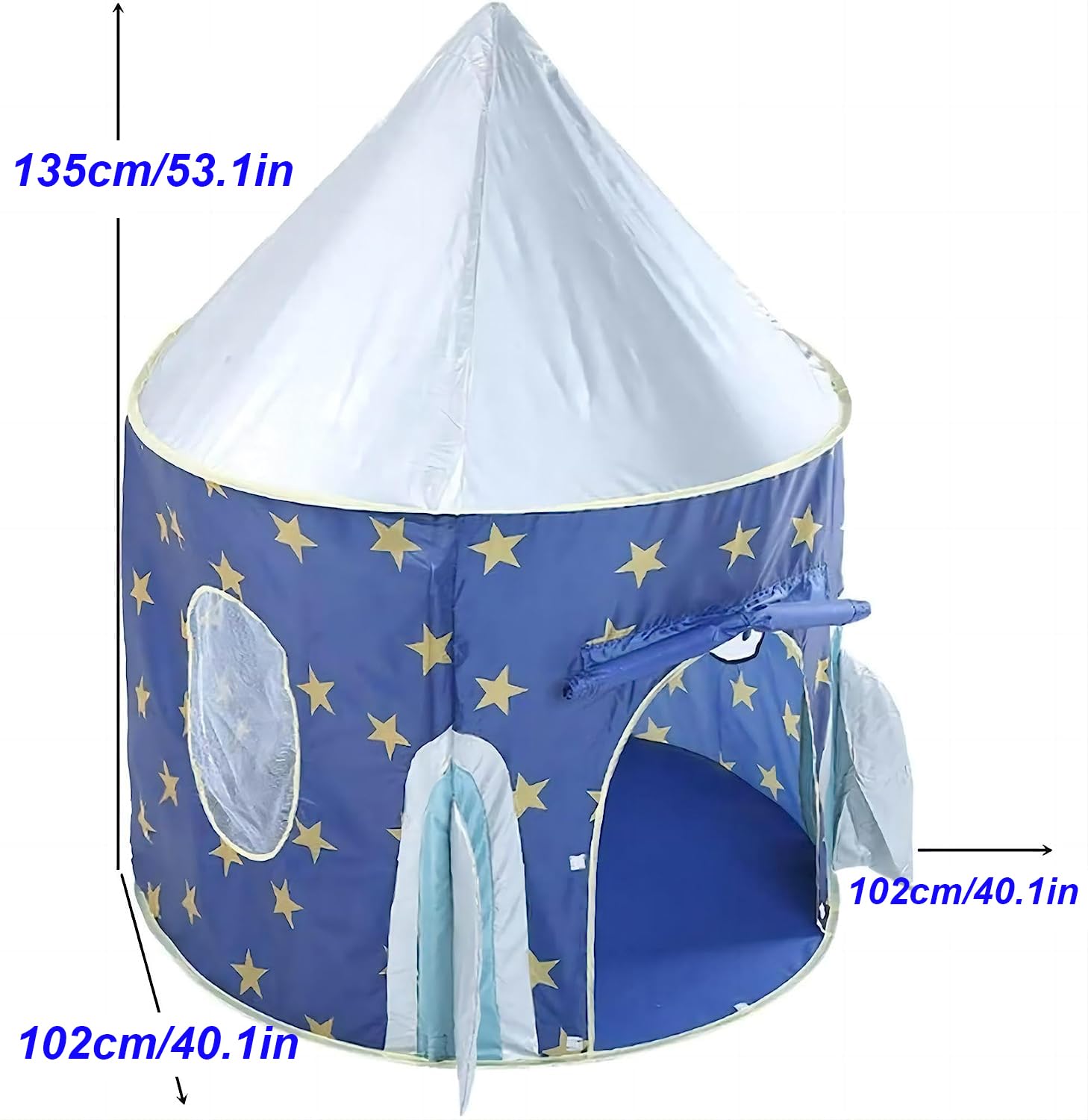 Portable kids play tent featuring a starry design, ideal for indoor or outdoor fun and easy storage.