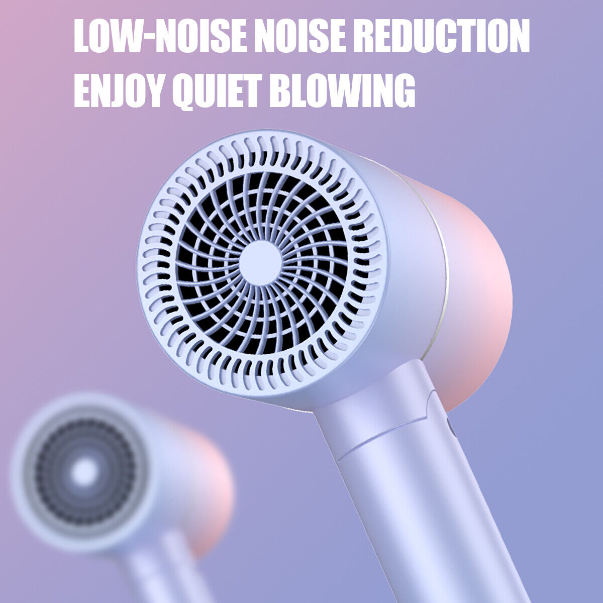 Professional, electric, foldable hair dryer with negative ion function featuring low-noise noise reduction for quiet blowing.