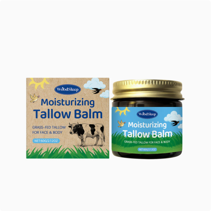 Cow Fat Moisturizing Skincare Cream packaging and tallow balm jar for effective moisturizing.