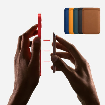 For Magsafe Magnetic Luxury Leather Card Holder Wallet Case shown with phone attachment and available color options.