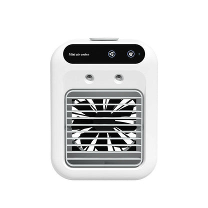 Portable Air Cooler Fan with Water Cooling in white compact design for efficient cooling in personal spaces.
