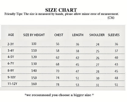 Girls' Vintage Military Peplum Jacket size chart showing measurements for ages 2-12Y.