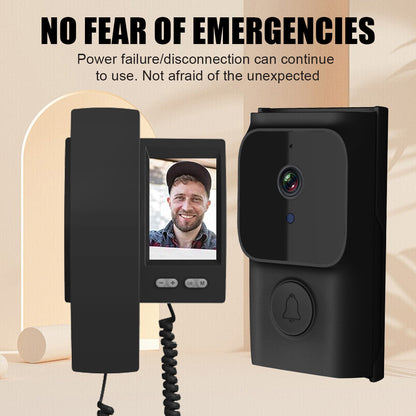 Smart wireless video doorbell with intercom features for emergencies and clear visibility.
