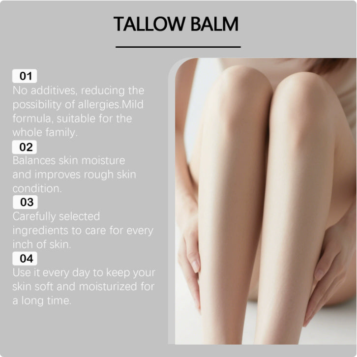 Tallow balm for skin hydration and nourishment, suitable for the whole family, everyday use for soft skin.