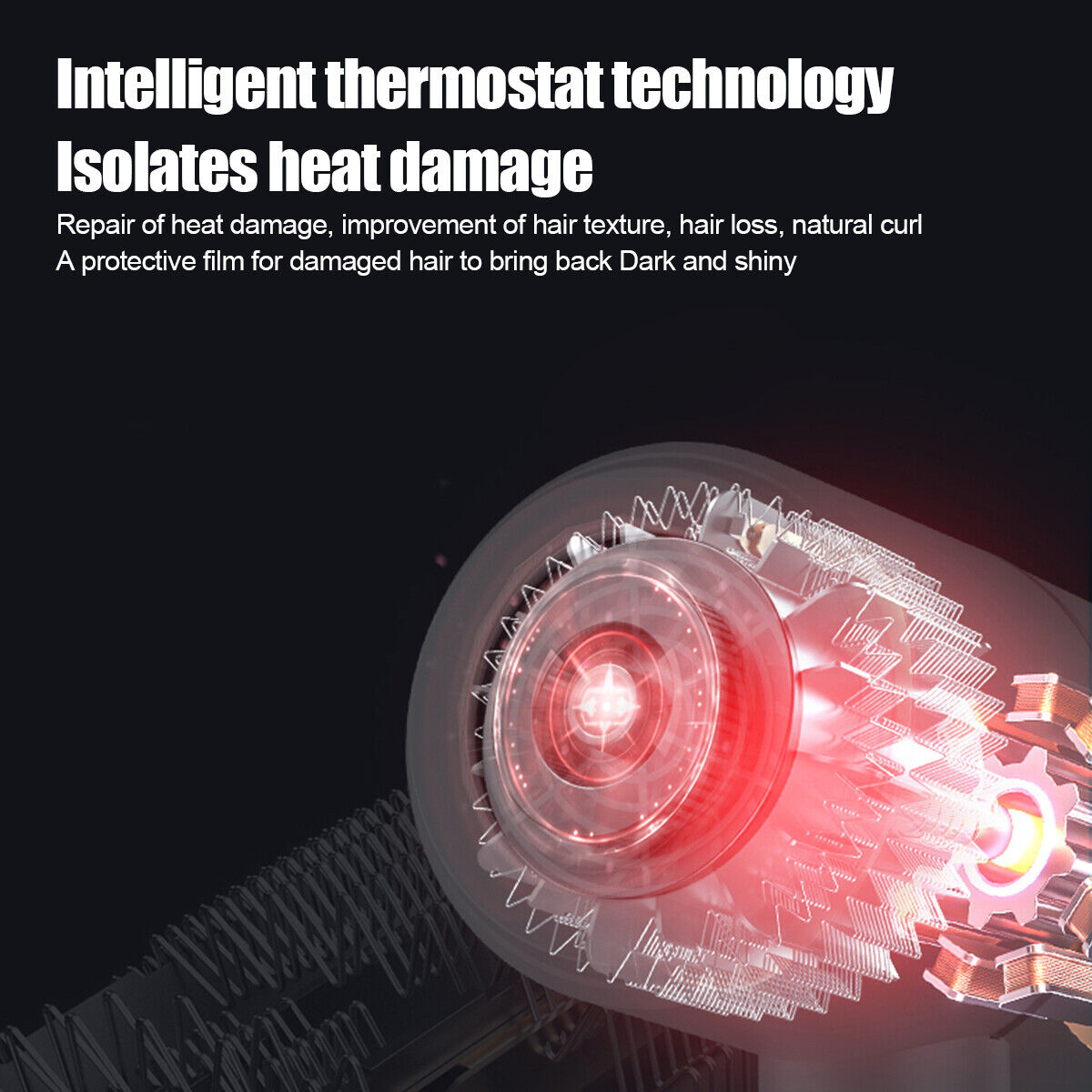 Intelligent thermostat technology in foldable hair dryer with negative ion function to repair hair damage.
