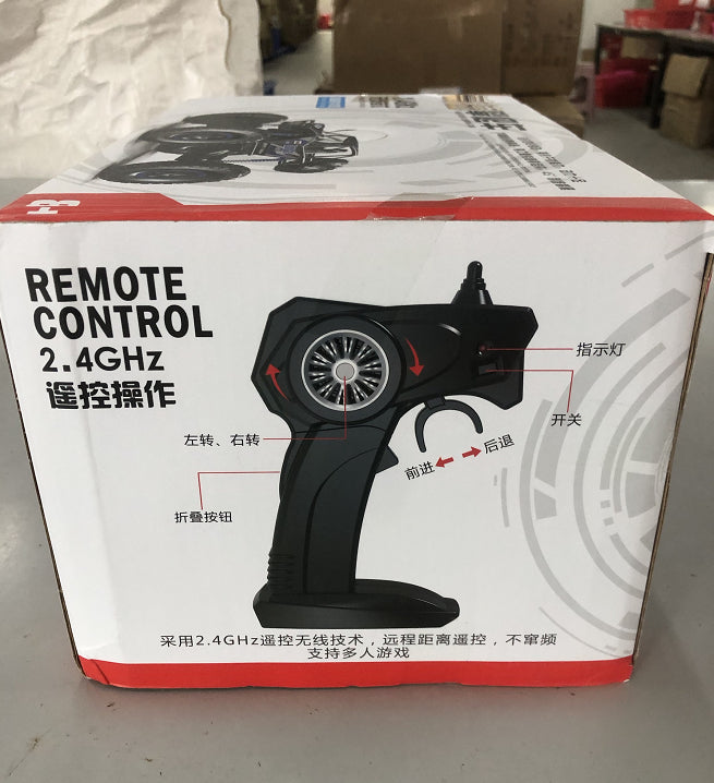 Remote control for high speed 4WD RC car for kids featuring 2.4GHz technology.