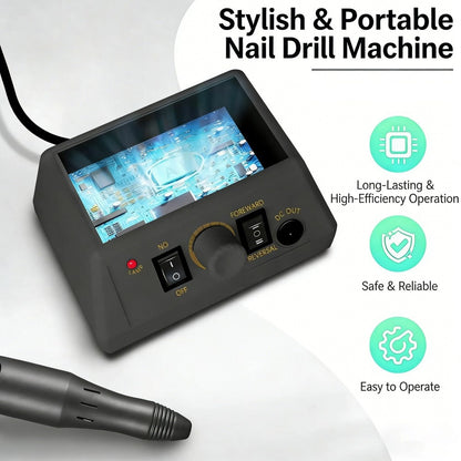 220V electric polishing grinder features a stylish, portable design with efficient control buttons and easy operation for manicures.
