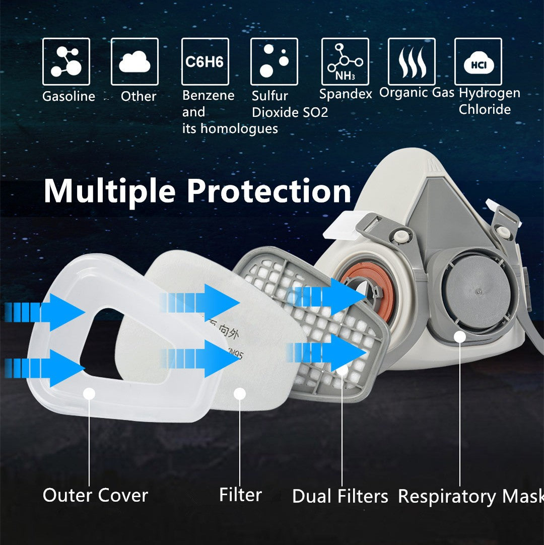 15 in 1 Half Face Gas Mask with filter and multiple protection for reusable gas mask for spray painting.