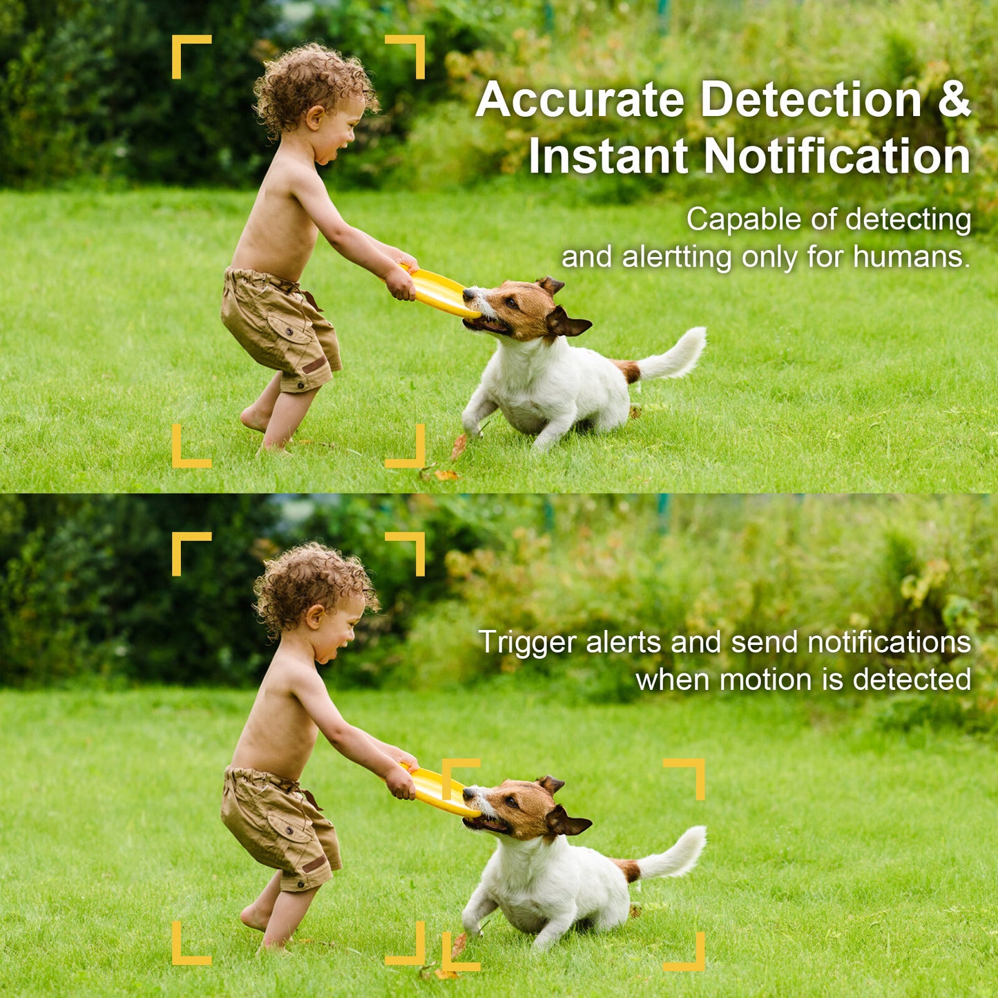 Accurate Detection & Instant Notification for solar powered security camera detecting human motion outdoors.