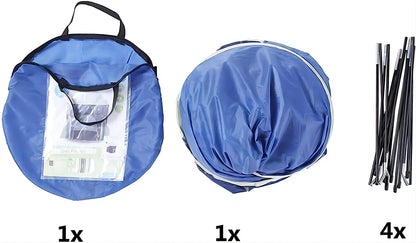 Portable kids play tent with carrying bag and assembly poles for easy setup and storage.
