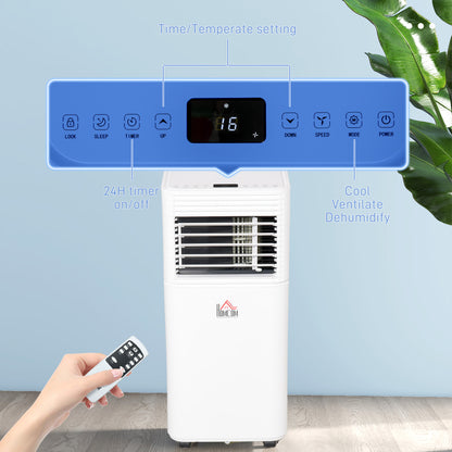 8000 BTU portable air conditioner remote control panel with LED display and 24H timer settings.