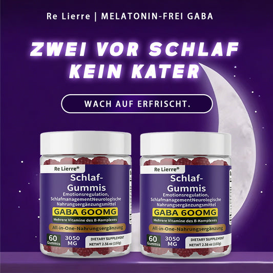 Grape sleep gummies by Re Lierre, melatonin-free GABA formula for calm mood and relaxation, 60 gummies in a convenient pack.