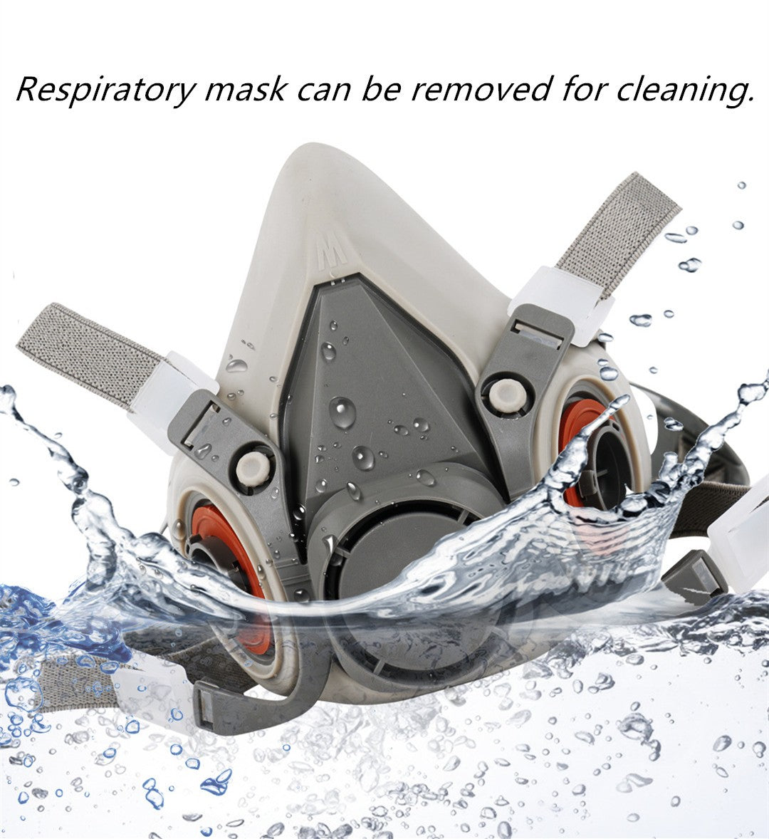 Reusable gas mask for spray painting, featuring removable respiratory mask for easy cleaning.