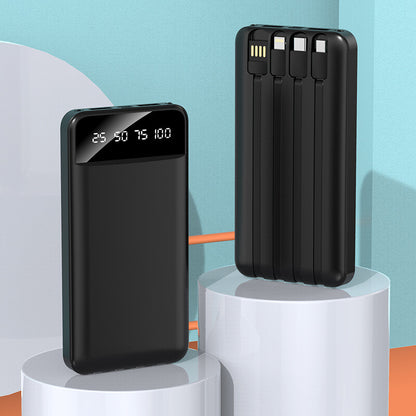 9000000mAh fast charger power bank displayed with multiple output lines on a modern pedestal.