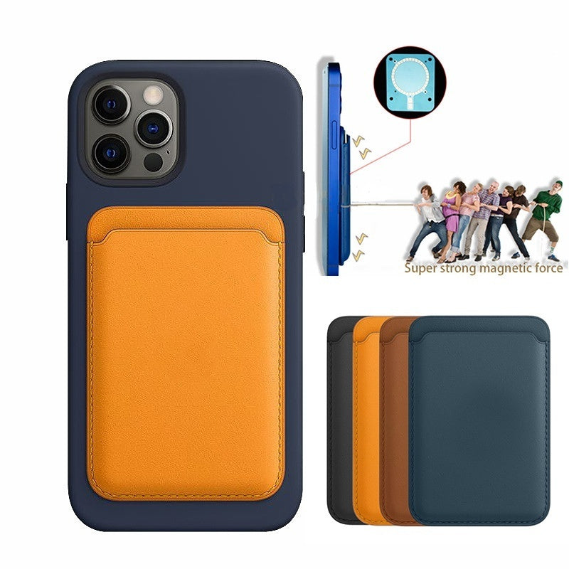 For Magsafe Magnetic Luxury Leather Card Holder Wallet Case displaying multiple colors and strong magnetic attachment.