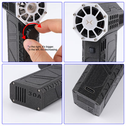 Image showing the mini jet turbo fan air blower with adjustable speed and USB-C charging port.