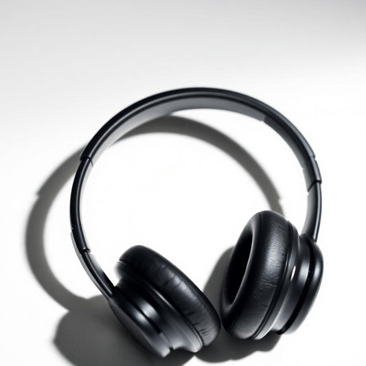 Aurora Wireless Headphones on a light surface, showcasing plush memory-foam cushions and sleek over-ear design.