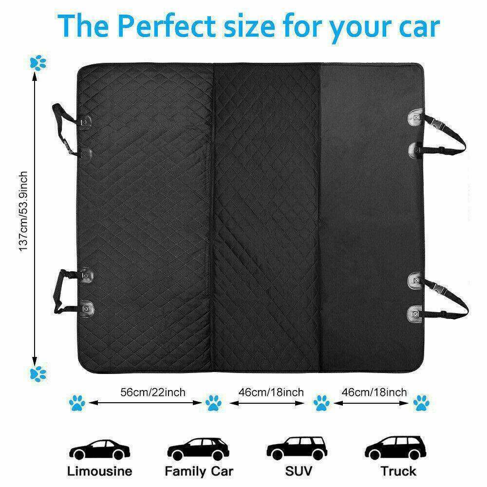 Pet Car Seat Cover Dog Safety Protector Mat Rear Back Seat Hammock Cushion Mat dimensions chart for various vehicles.