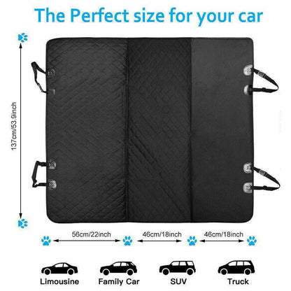Pet Car Seat Cover Dog Safety Protector Mat Rear Back Seat Hammock Cushion Mat dimensions chart for various vehicles.